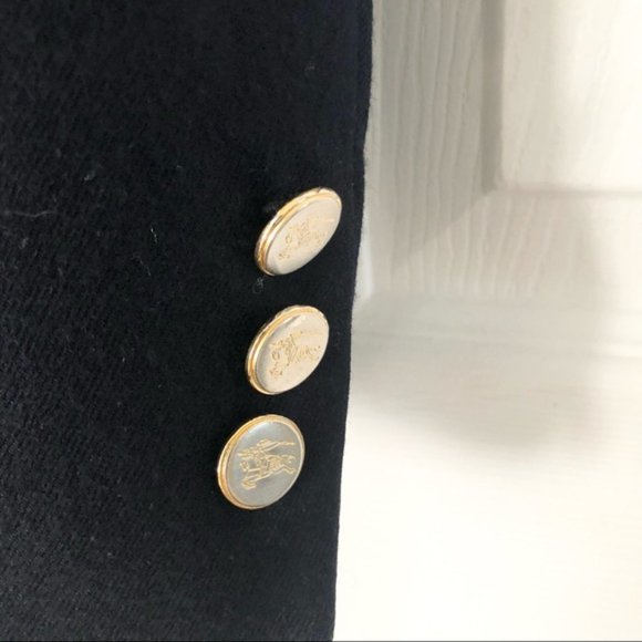 Vintage Burberry Men's Navy Blue Wool Two Button Blazer Sports Jacket 41R - Picture 4 of 13